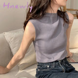Sexy Knitted Top Summer Turtleneck Tank Top Women Camisole Blouse Sleeveless Slim Female Sleveless