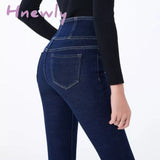 Streetwear High Waist Thickening Skinny Denim Pants Women Plus Size Warm Stretch Pencil Jeans