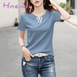 V Neck 100% Cotton T Shirt Woman Spring Fashion Long Sleeve Women’s T - Shirt Loose Korean Style