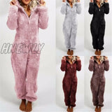 Winter Warm Pyjamas Women Onesies Fluffy Fleece Jumpsuits Sleepwear Overall Hood Sets Pajamas For Women Adult