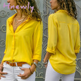 Women Blouses Basic Selling Button Solid Fashion Long Sleeve Office Shirt Leisure Blouse Casual