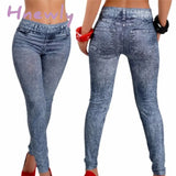 Women Leggings Denim Jeans Pants With Pocket Slim Fitness Blue Black Leggins