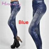 Women Leggings Denim Jeans Pants With Pocket Slim Fitness Blue Black Leggins Jt - Cw - 466 - Bl /
