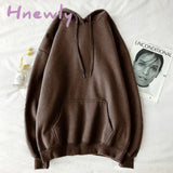 Women’s Solid Color Sweatshirts Drawstring Casual Full Sleeve Hooded Pullovers Autumn Winter