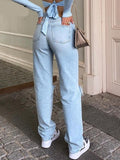 Hnewly Womens Loose Fit Jeans Ripped Wide Leg For Women High Waist Blue Wash Casual Cotton Denim Trousers Summer Baggy Jean Pants